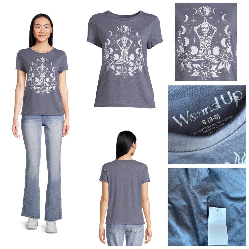 Juniors' Phases of the Moon Graphic Tee with Short Sleeves, Sizes: XS, S, M, L